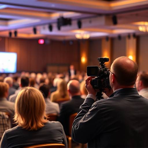 Event videography capturing a live conference with speakers and attendees.