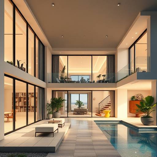 Real estate virtual tour, presenting a modern luxury home with high-quality interior and exterior shots.