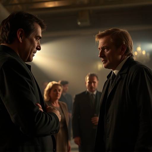 Still from a short film, depicting a dramatic scene with actors performing intense dialogue.